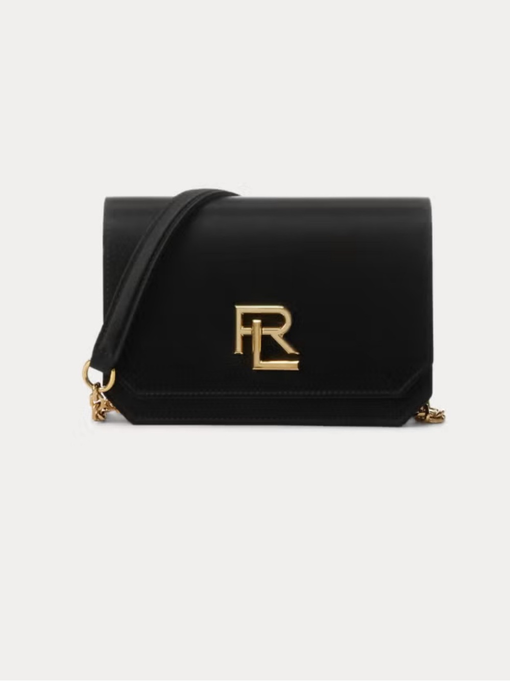Ralph Lauren Collection RL Logo Black Leather Crossbody Bag